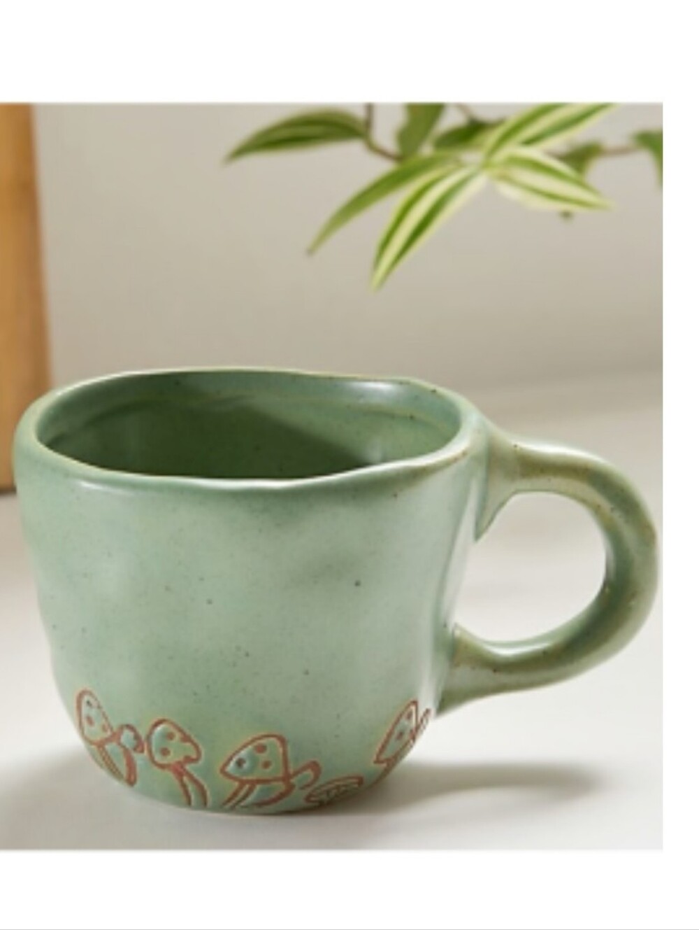 Urban Outfitters UO HOME PEEKABOO DAISY FLOWER MUG Etched Mushrooms Green 12 oz